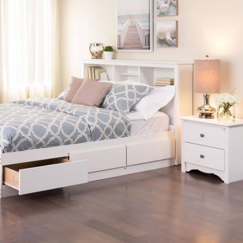 White Full/Queen Bookcase Headboard S9905