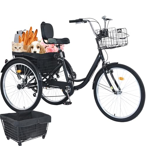 26 inch 7 Speed Adult Tricycle with Front & Rear Baskets N857