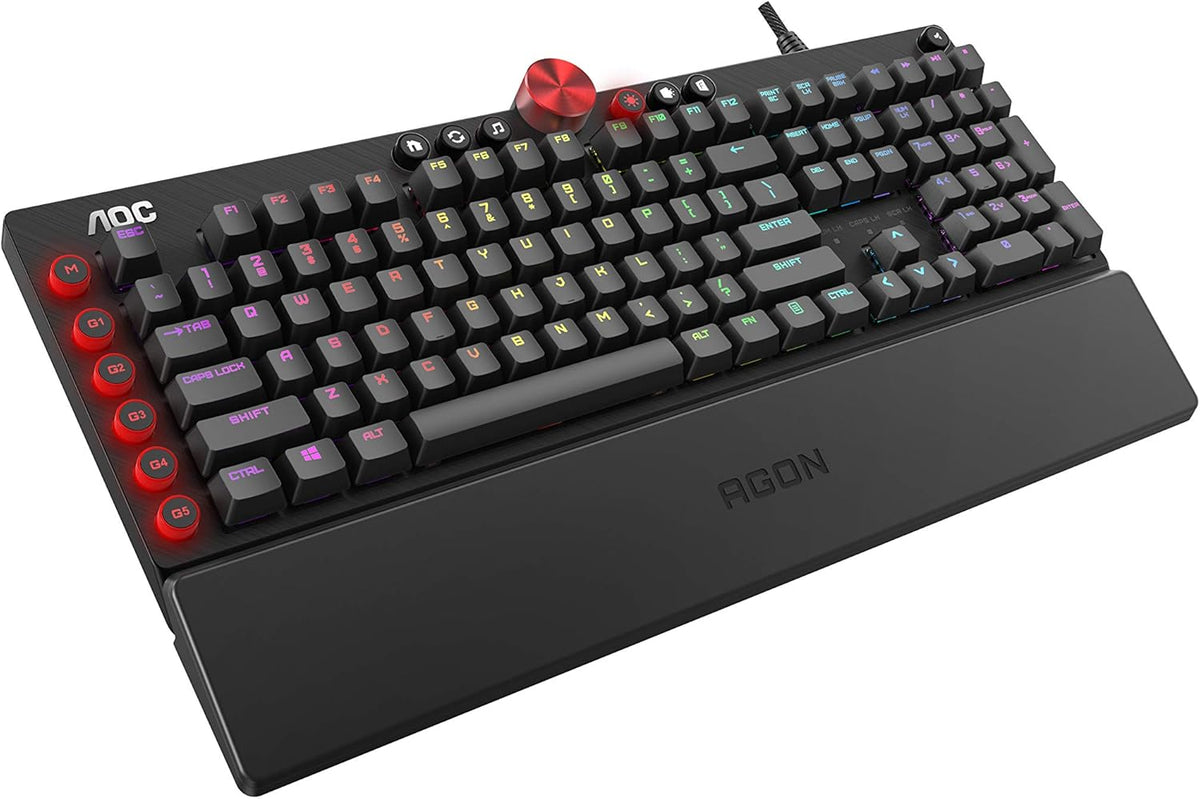 104-Key Mechanical Keyboard with RGB, Blue Switches, Detachable Wrist Rest, Pack of 2 J71118