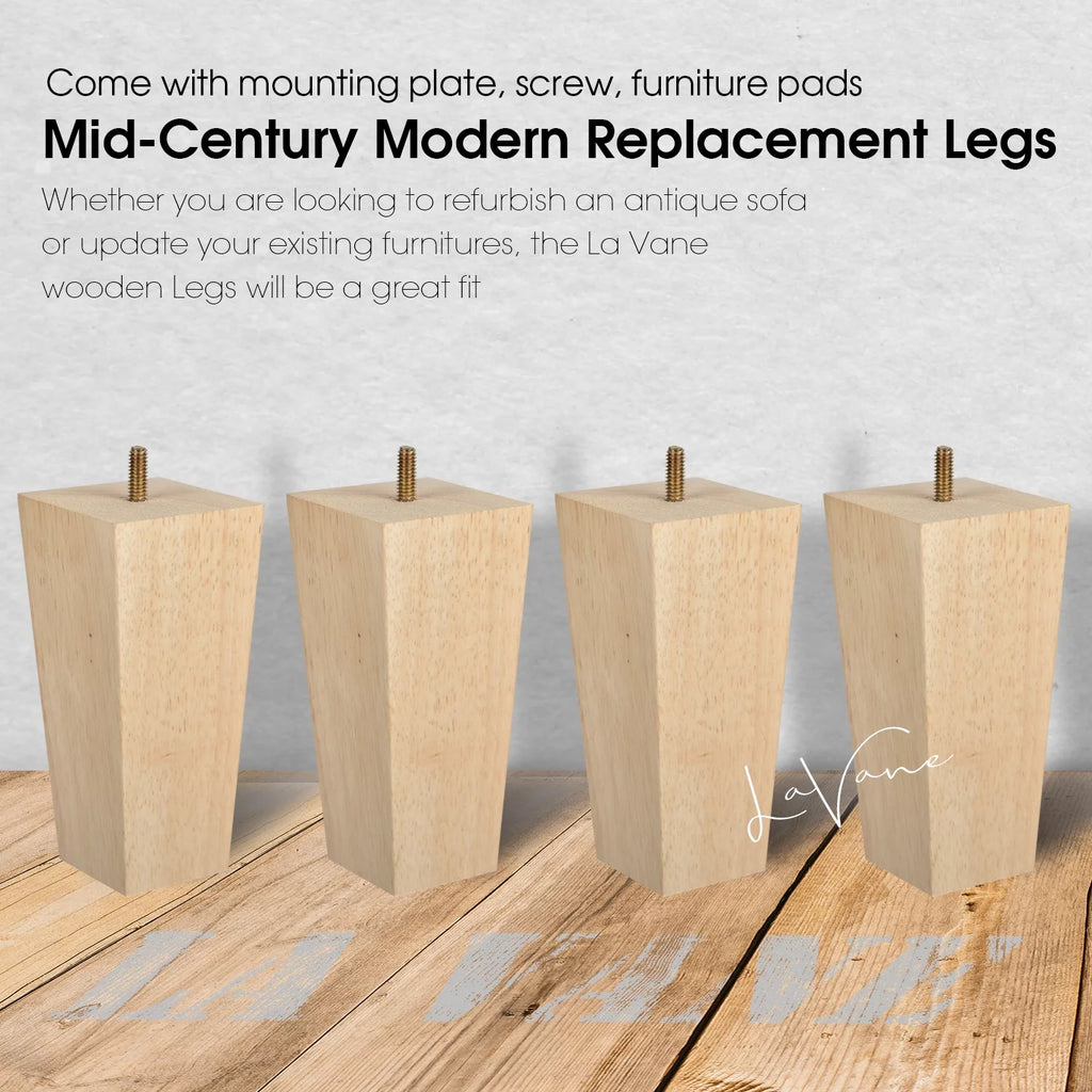 6 Inch / 15 cm Solid Wood Furniture Legs Set of 4 R908