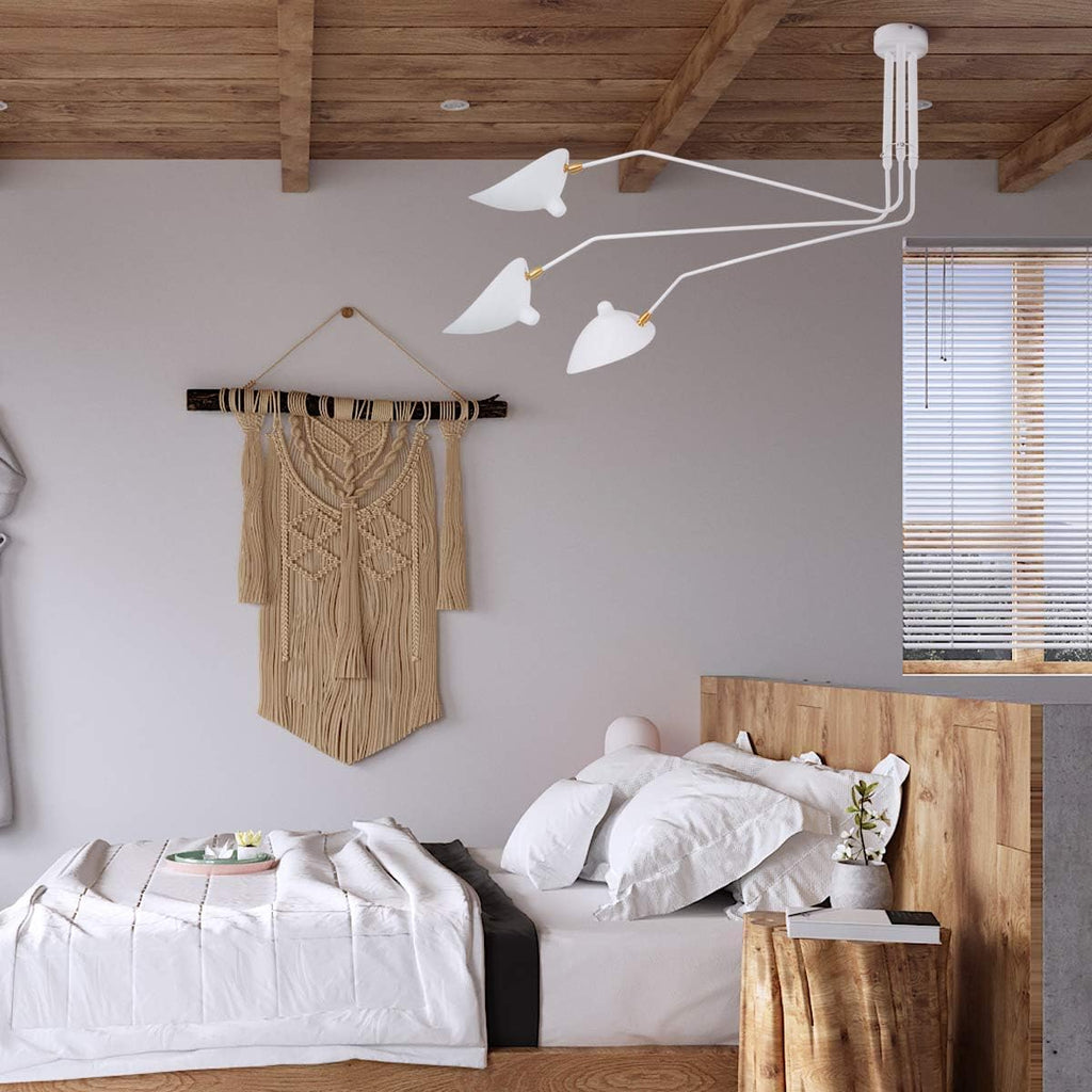 Mid-Century Modern 3-Arms Ceiling Lamp with Adjustable Lamp Head Q160