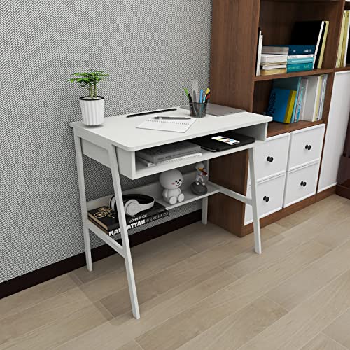 White W31.5*D19*H29.5 Wood Corner Desk Y63012