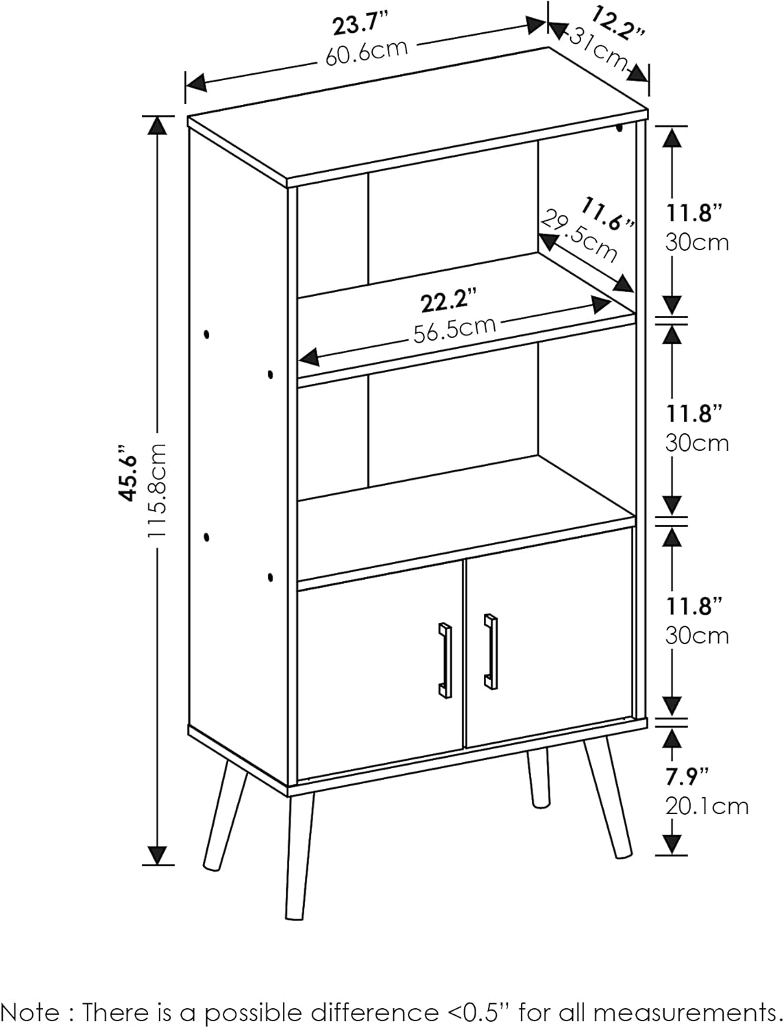Espresso Accent Cabinet with Wood Legs X659578