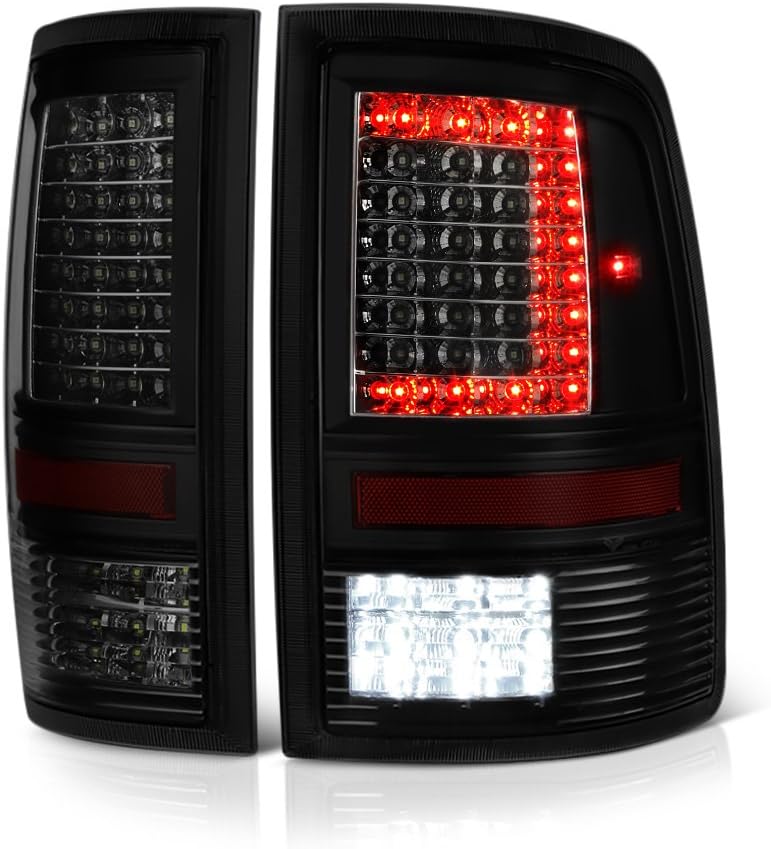 C-Shape Full LED Tail Light Lamp Matte Black Housing Smoke Lens Driver & Passenger Side G457