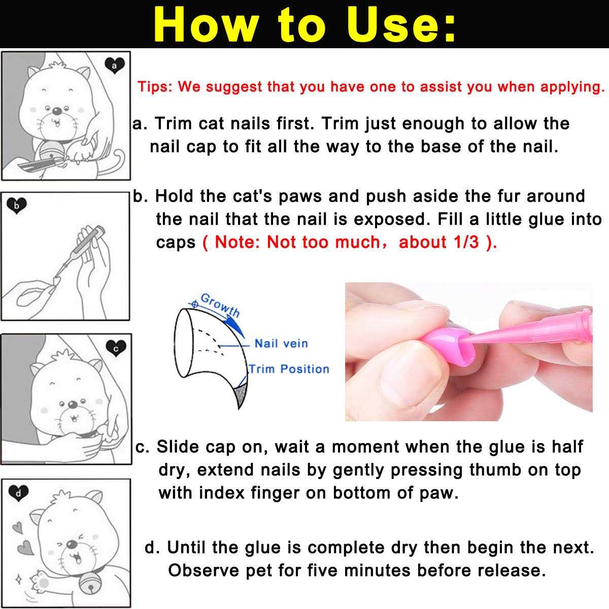 Cat Nail Caps with Glue and Applicators Medium Z8235