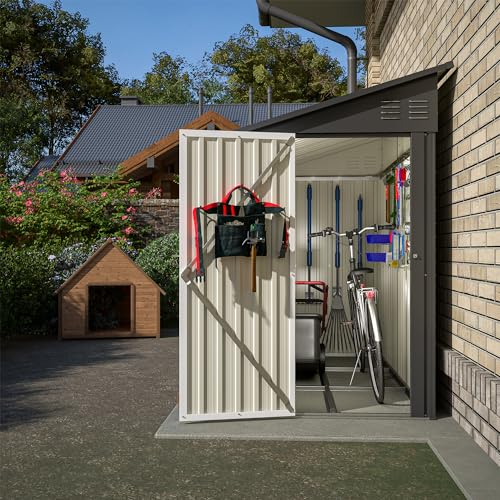 Black Heavy-Duty Outdoor Metal Storage Shed with Floor Base Z596