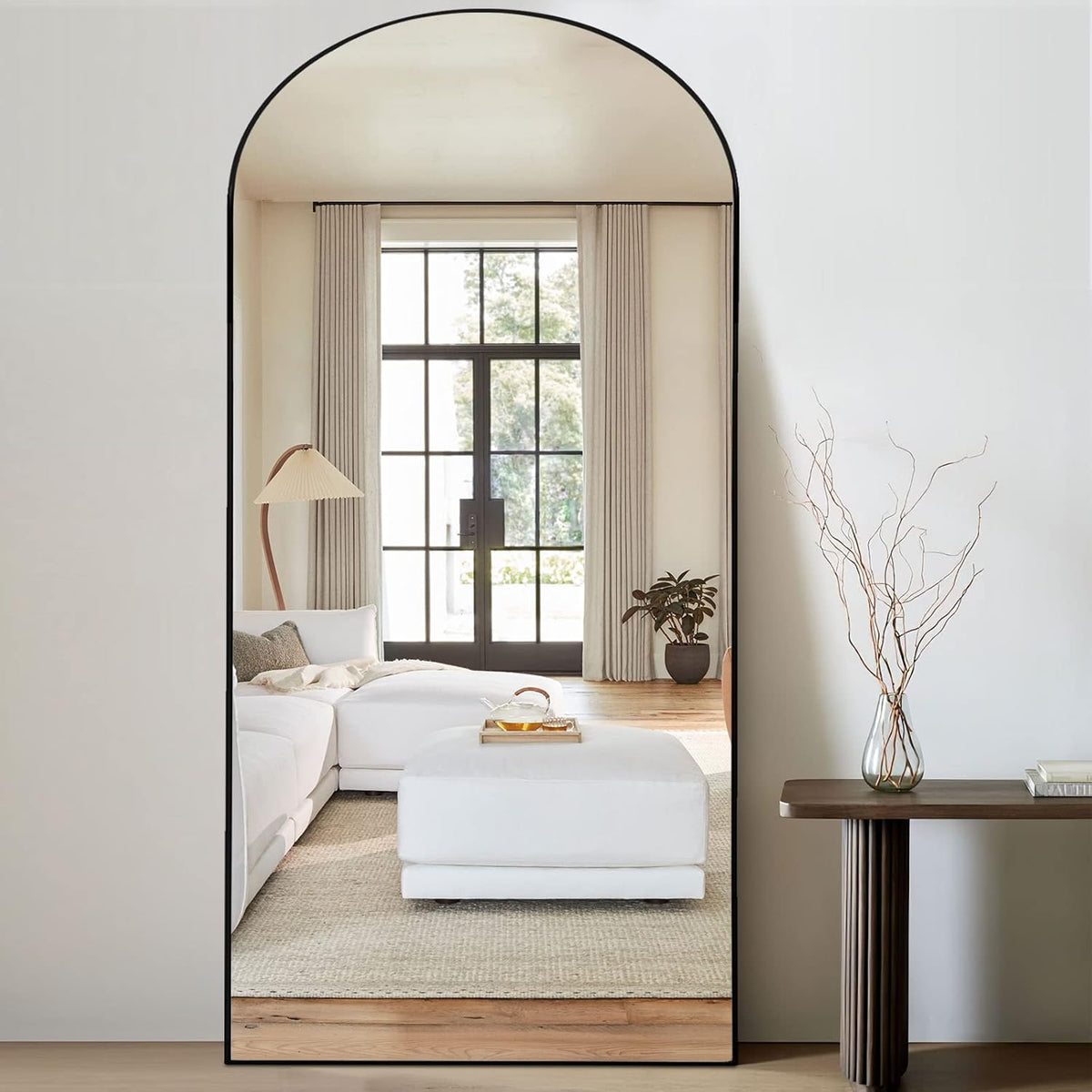 71''x31'' Black Arched Floor Mirror P434603