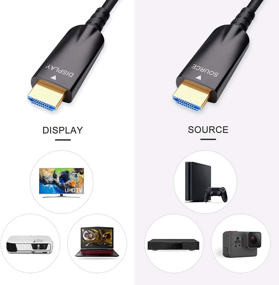 100ft Black Fiber Optic HDMI Cable 4K 30Hz 1080p 60Hz B4722