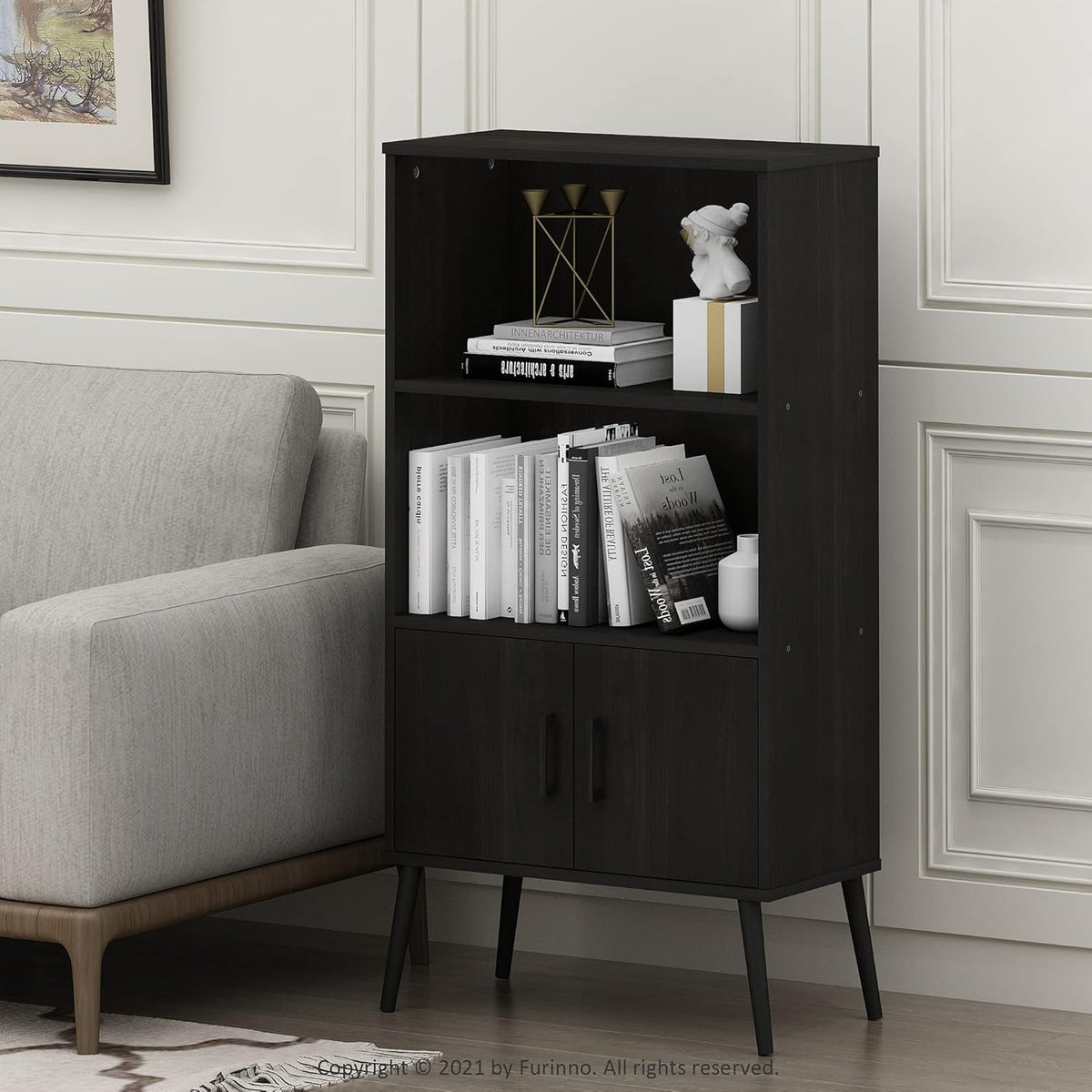 Espresso Accent Cabinet with Wood Legs X659578