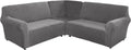 3-Piece L Shape Velvet Sectional Couch Cover, Grey R700