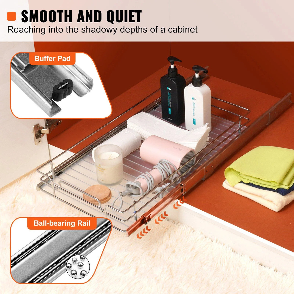 Chrome Plated Steel Pull Out Cabinet Organizer P3630