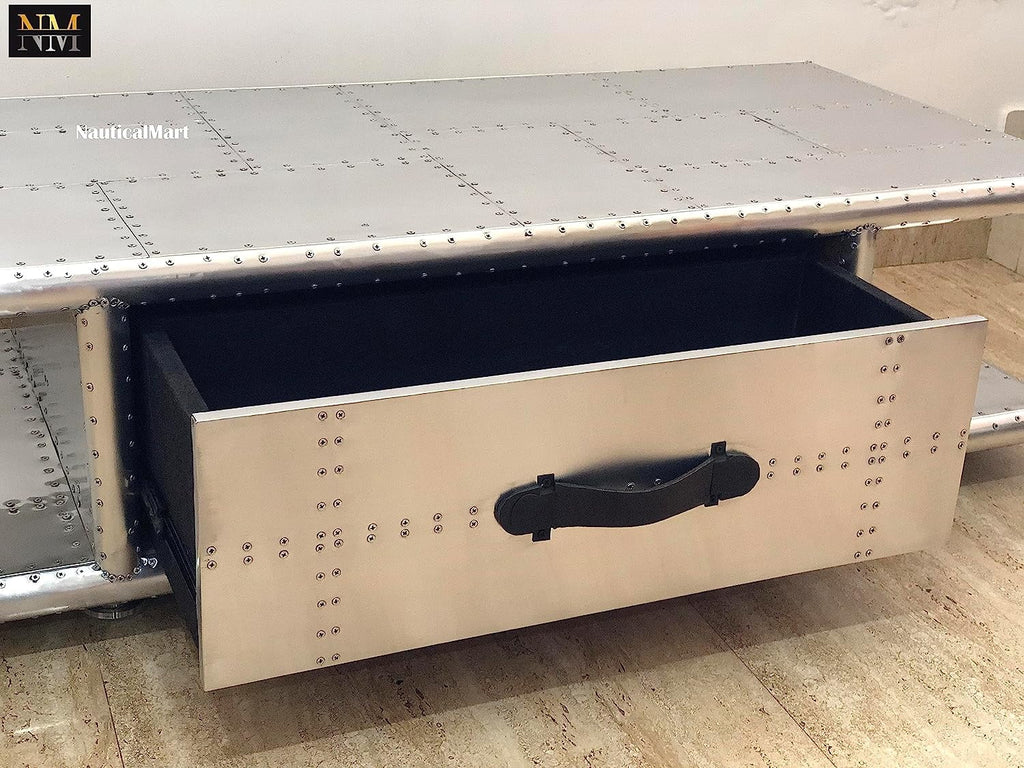 Aluminum Coffee Table with Drawers 40 Inches S662953