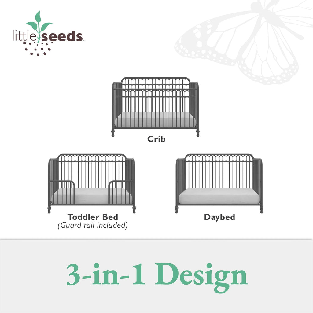 Gray Convertible Metal Crib L97757