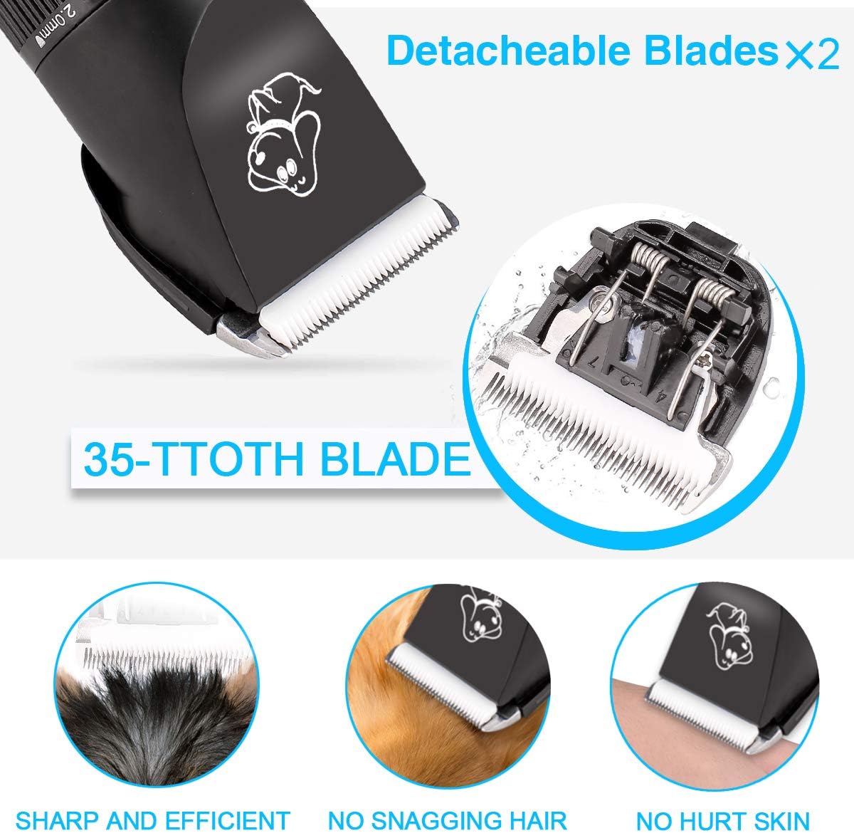 12V Quiet Dog Hair Clipper, Pack of 2 Y80350