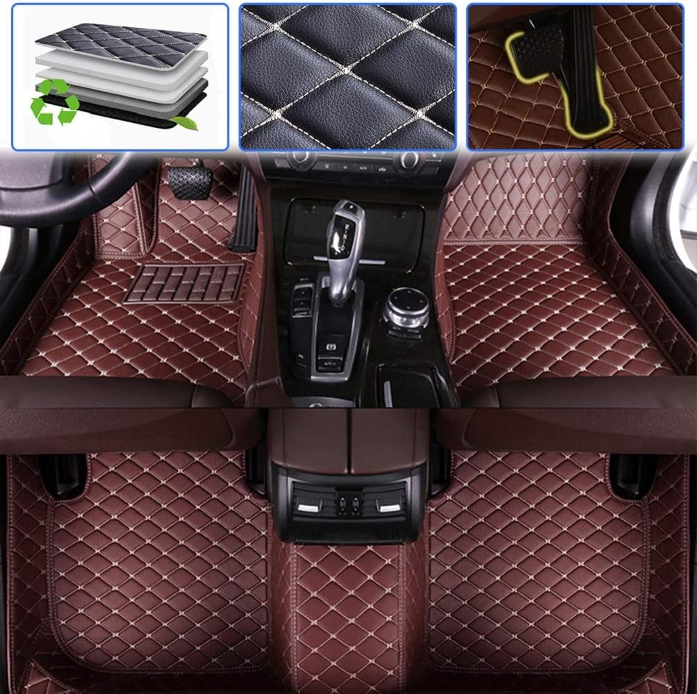 Red Waterproof Full Coverage Car Floor Mats S80074