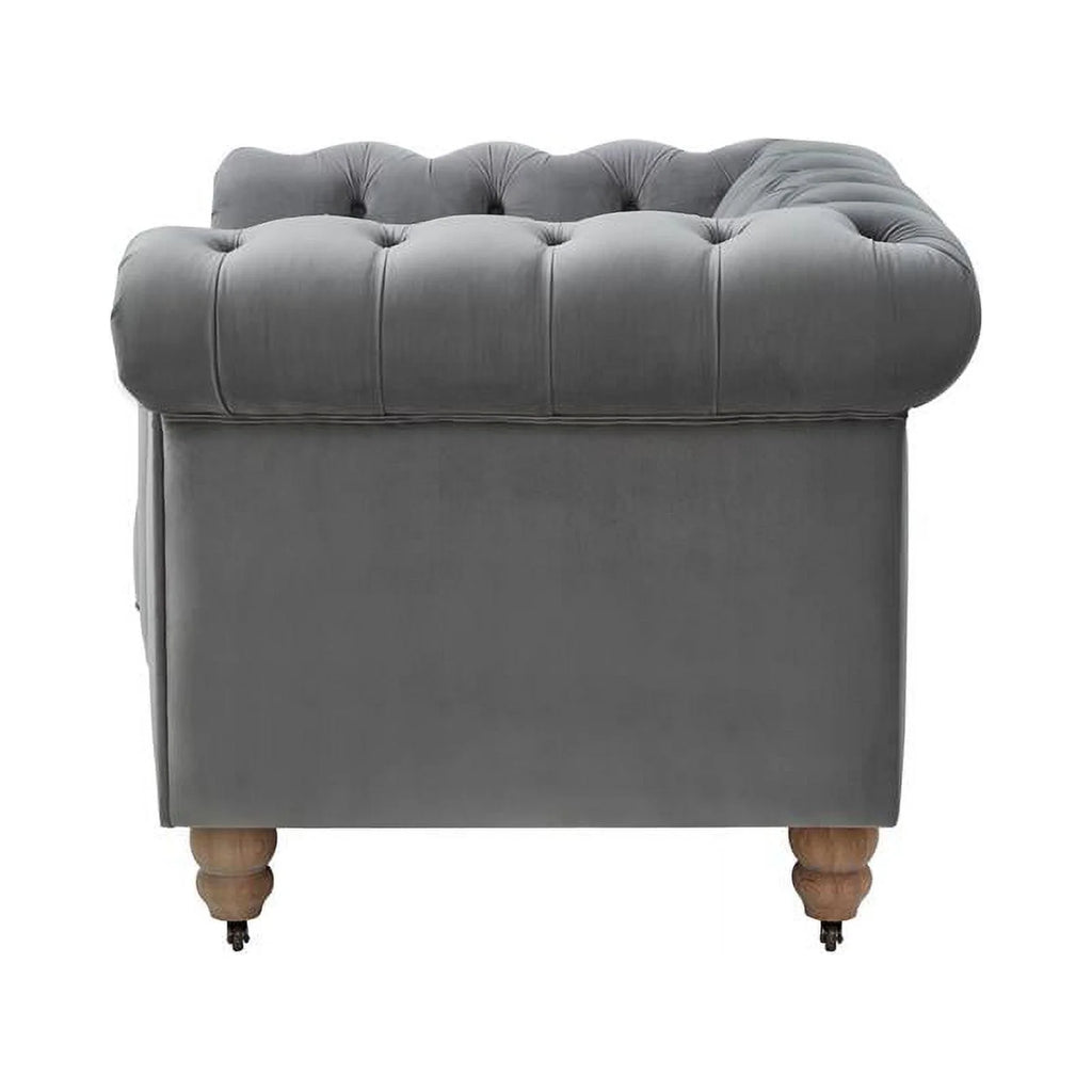 Dark Gray Velvet Button Tufted Club Chair R3914