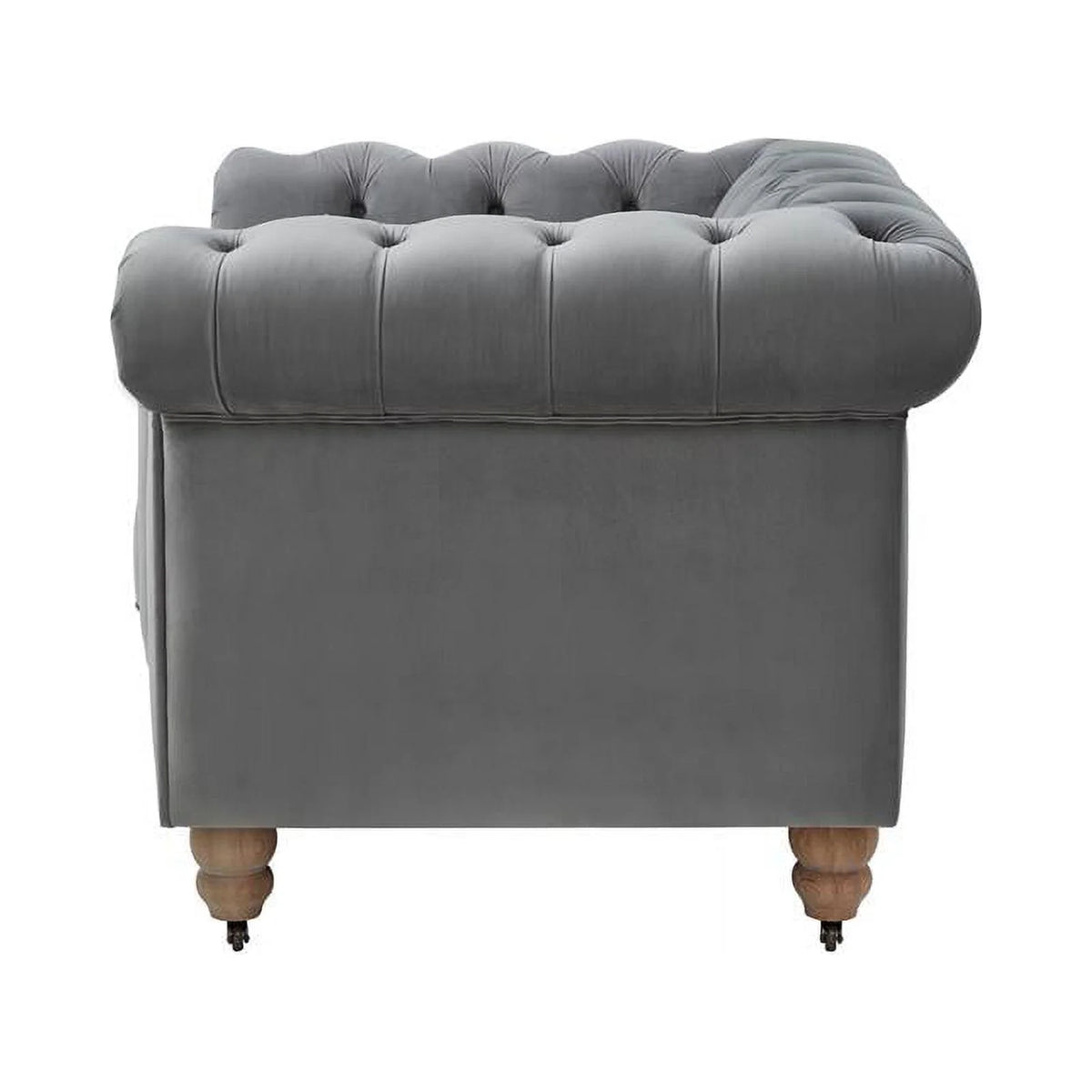 Dark Gray Velvet Button Tufted Club Chair R3914