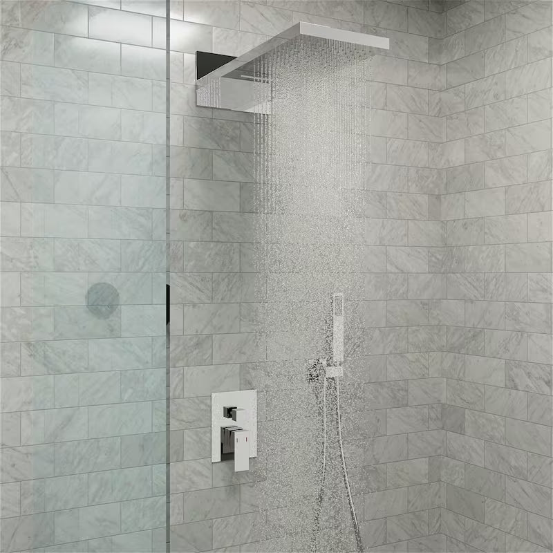 Single Handle 3-Spray Shower Faucet with Waterfall Shower Head in Chrome I447759