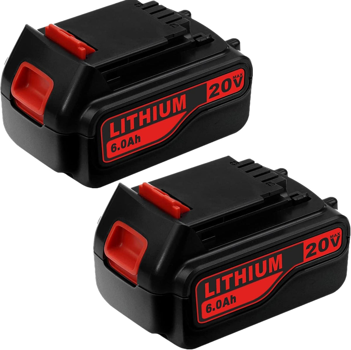2 Pack 6.0Ah LBXR20 Battery Replacement for Black and Decker 20V Max Lithium Ion Cordless Tool Battery W6876