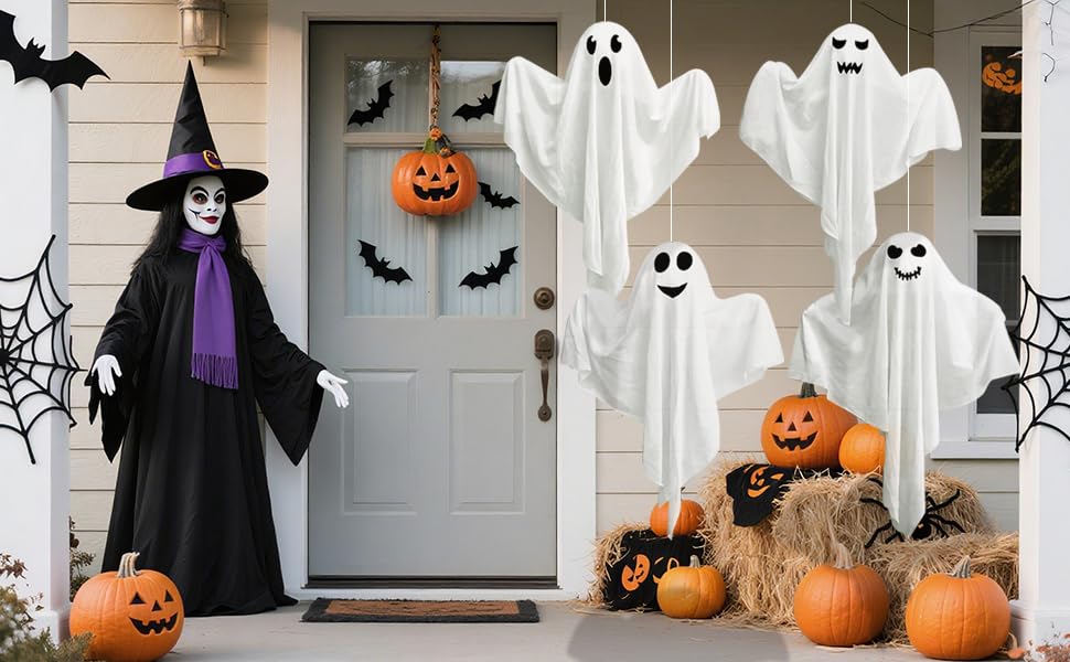 4 Pack Halloween Hanging Ghosts J307784
