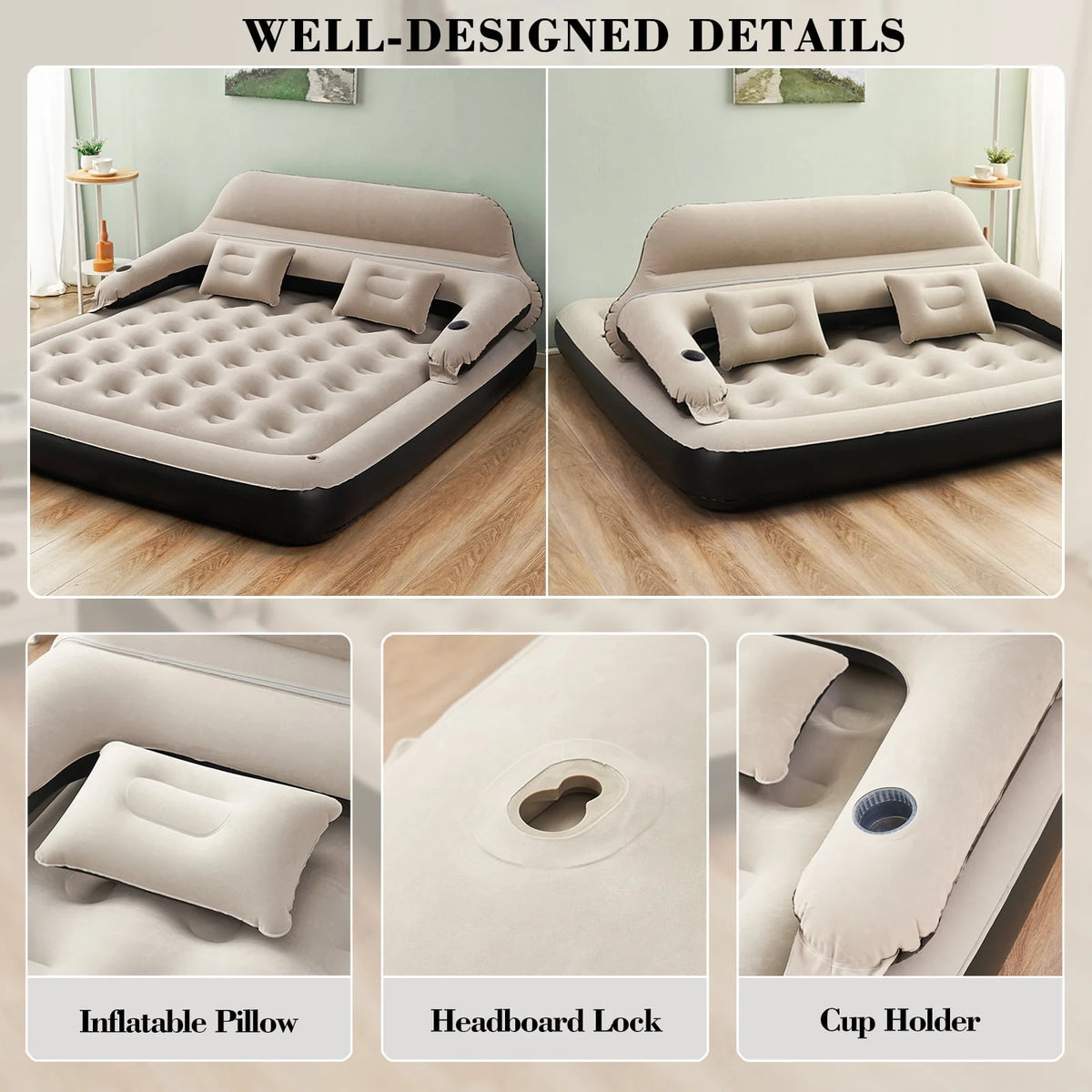 King Size Inflatable Air Mattress with Headboard Y798