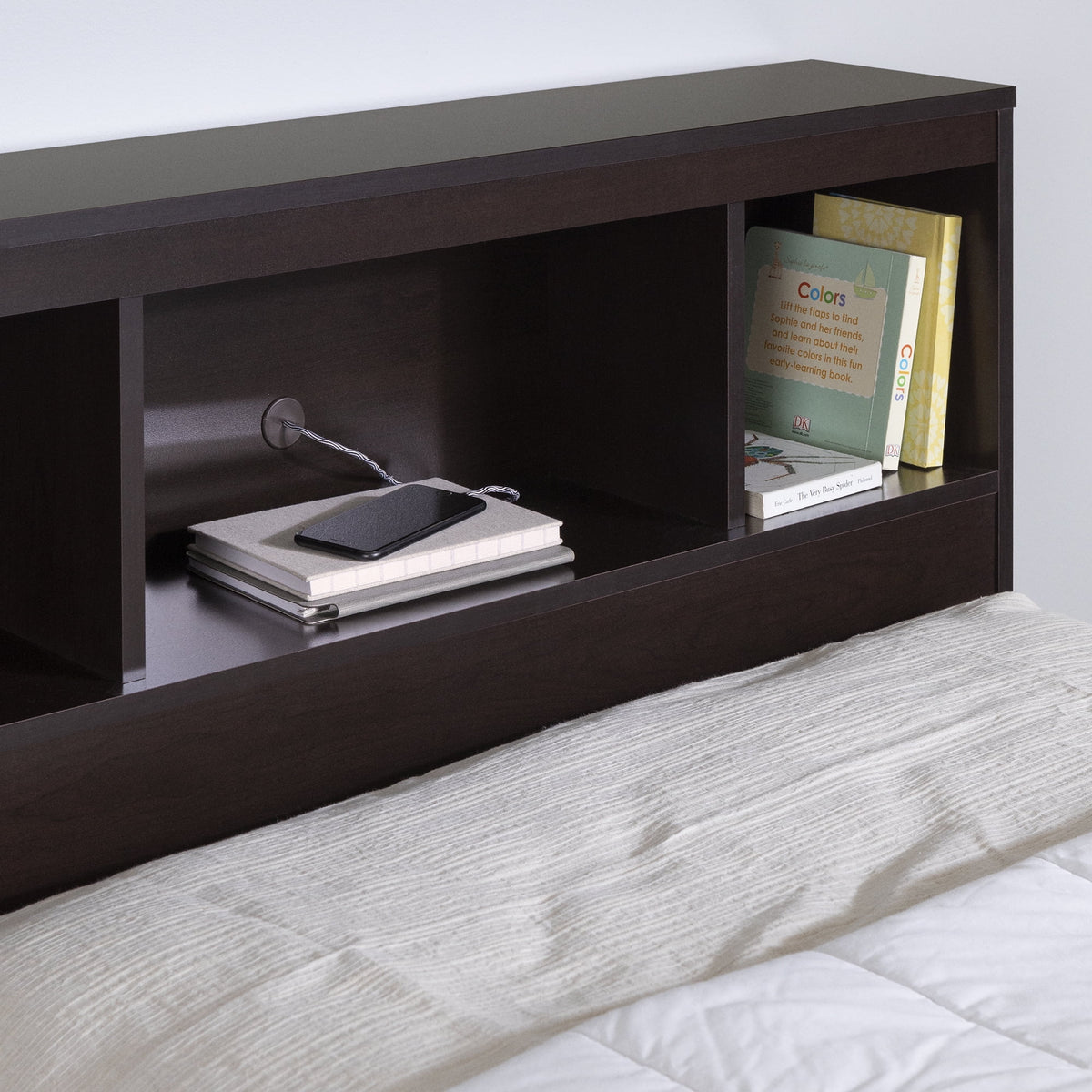 Twin 3-Drawer Storage Bed with Bookcase Headboard W753