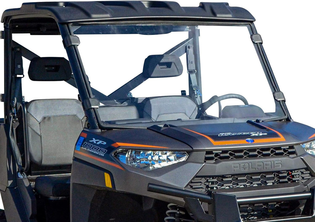 Full Front Windshield for Polaris Ranger XP 900 / XP 900 Crew, 1/4 Clear Polycarbonate H355
