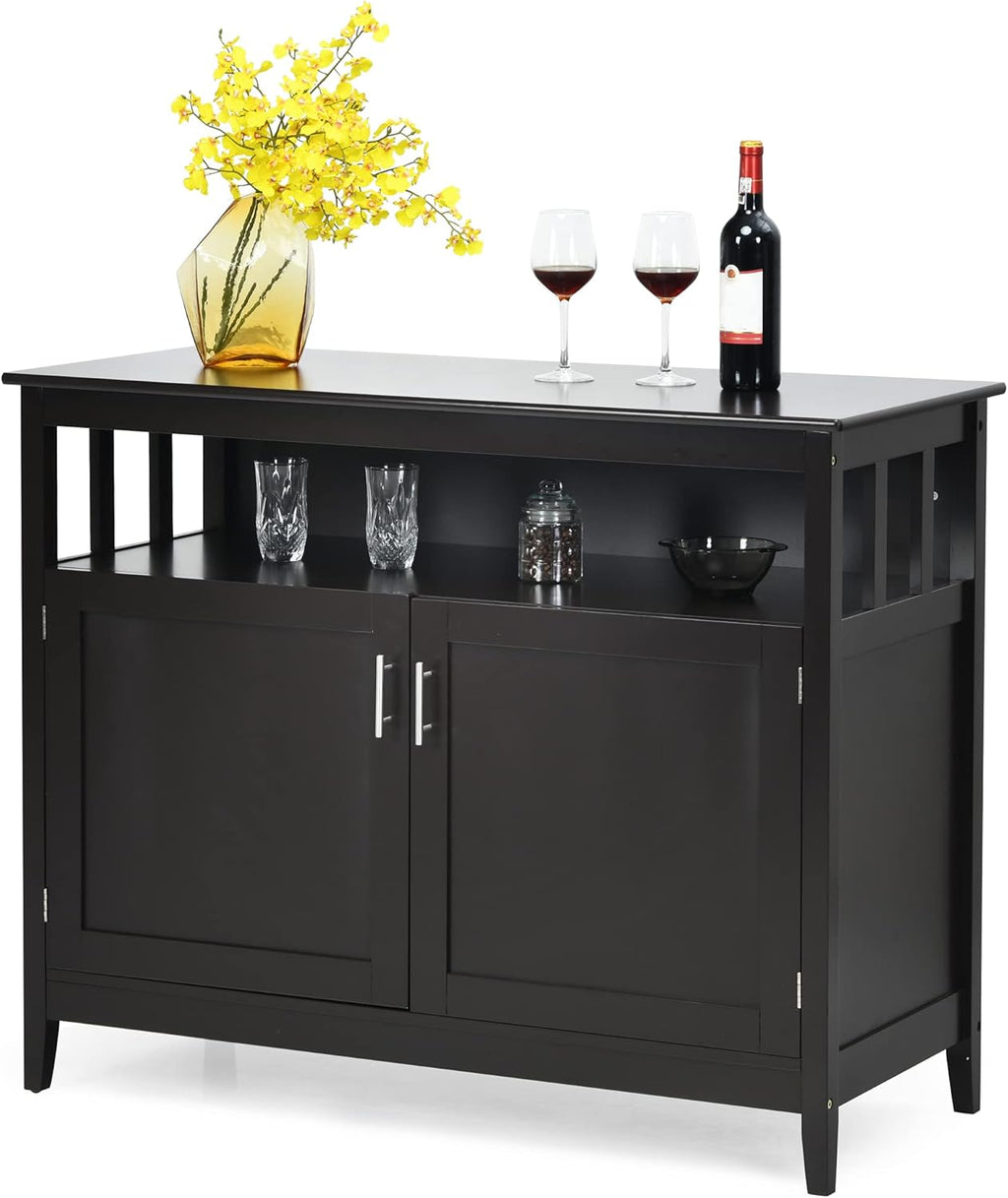 Buffet Cabinet with Storage, Freestanding Kitchen Cabinet with Adjustable Shelf, 45 x 20 x 36 inches Brown T64082