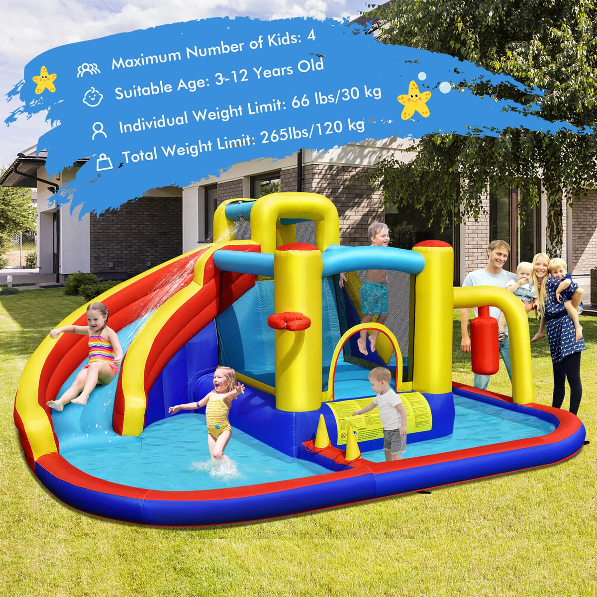 7-in-1 Kids Inflatable Water Slide Park B227