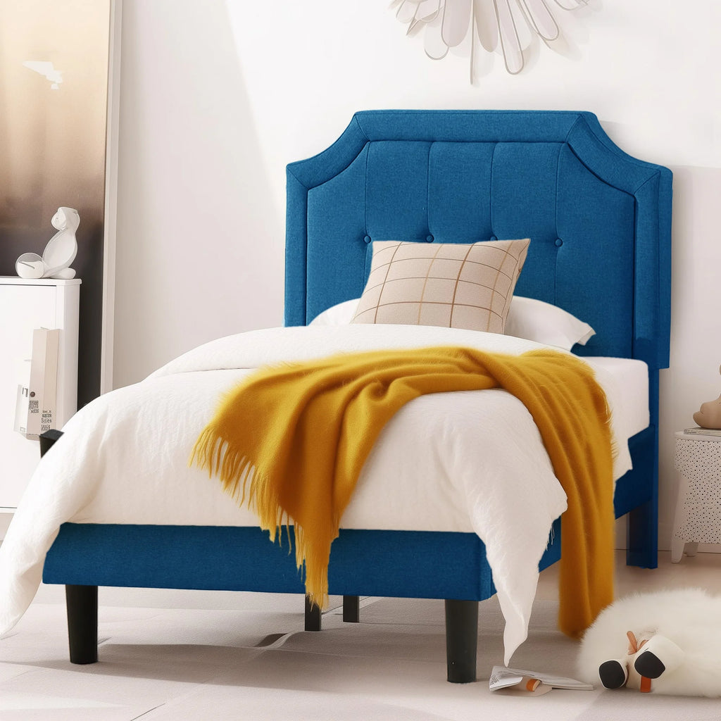 Twin Upholstered Platform Bed Frame with Adjustable Headboard U876693
