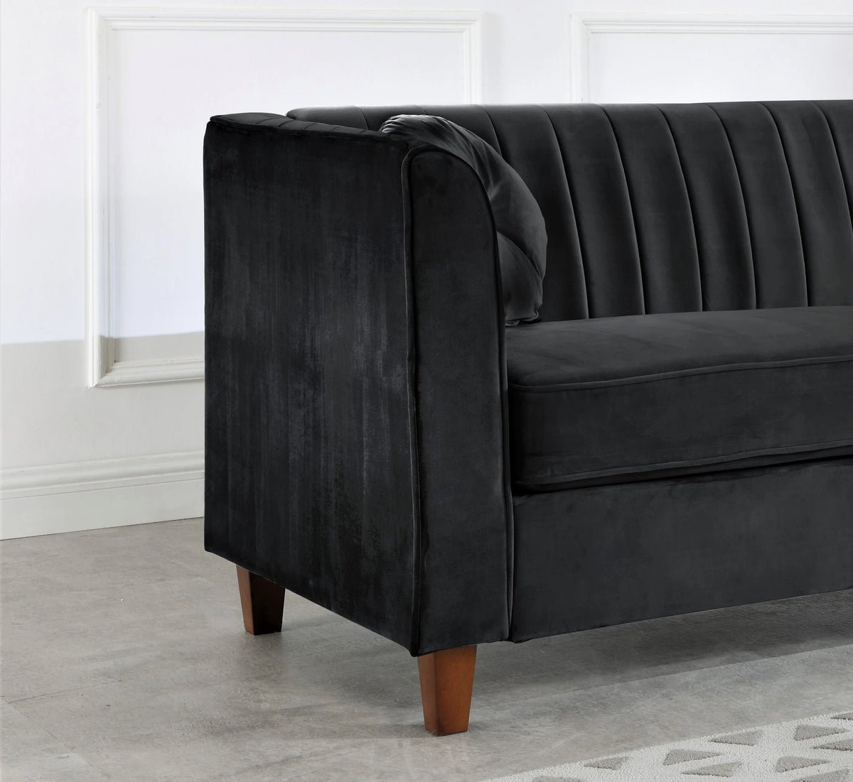 Velvet Loveseat - Black L4234