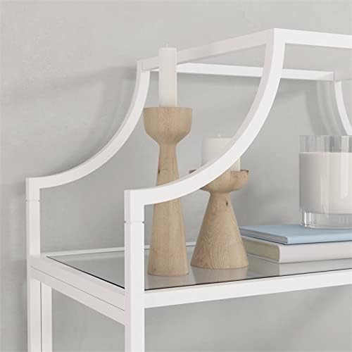 5 Shelf Metal Framed Glass Bookcase in Flat White Q467