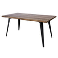 Dark Brown Rectangular Wood Dining Table with Metal Legs G5411