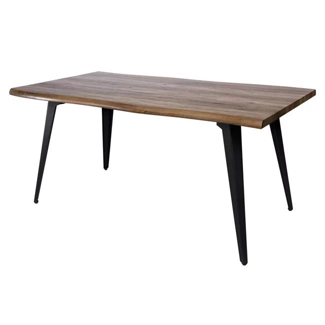 Dark Brown Rectangular Wood Dining Table with Metal Legs G5411
