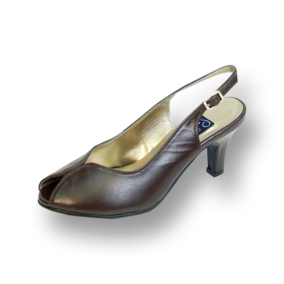 Brown Wide Width Peep Toe Slingback Pump V244