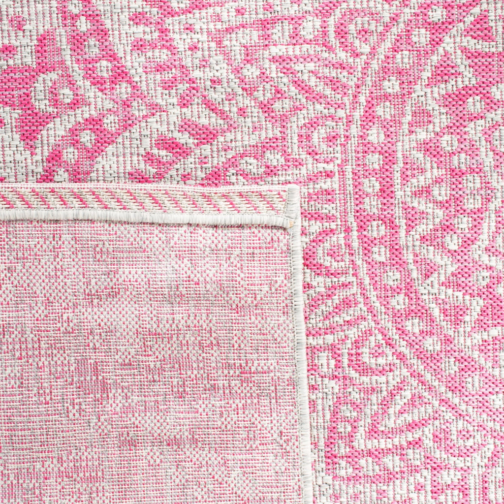 Light Grey Fuchsia Medallion Indoor/Outdoor Area Rug R32258