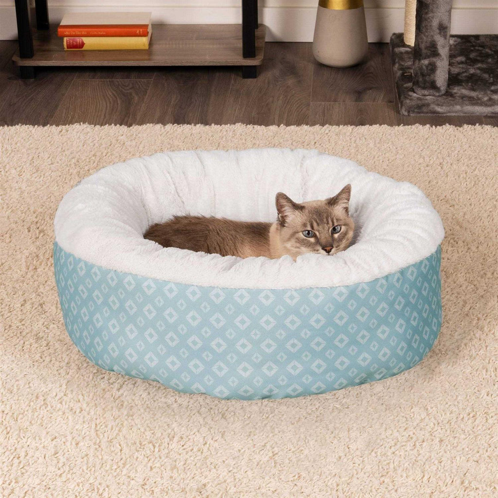 Plush Diamond Print Donut Pet Bed Z92277