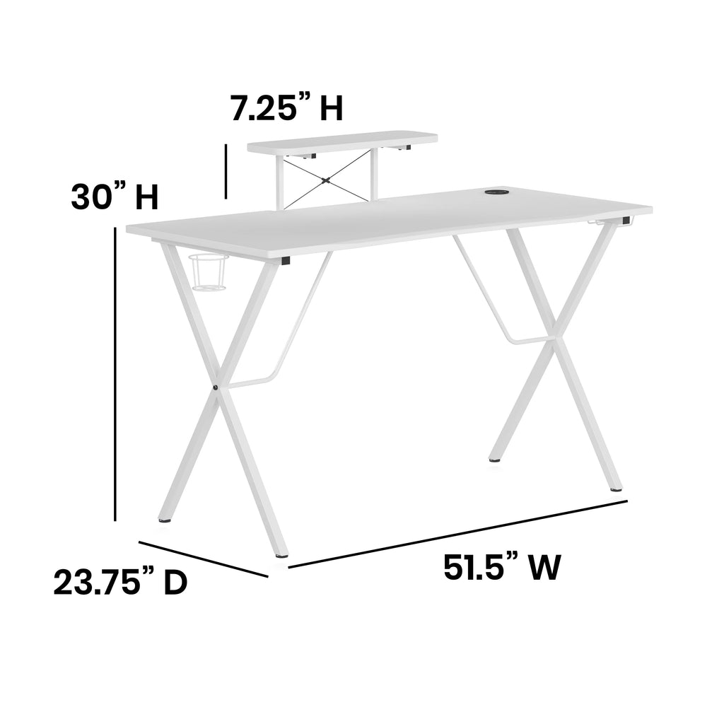 White Gaming Desk with Cup Holder C510086
