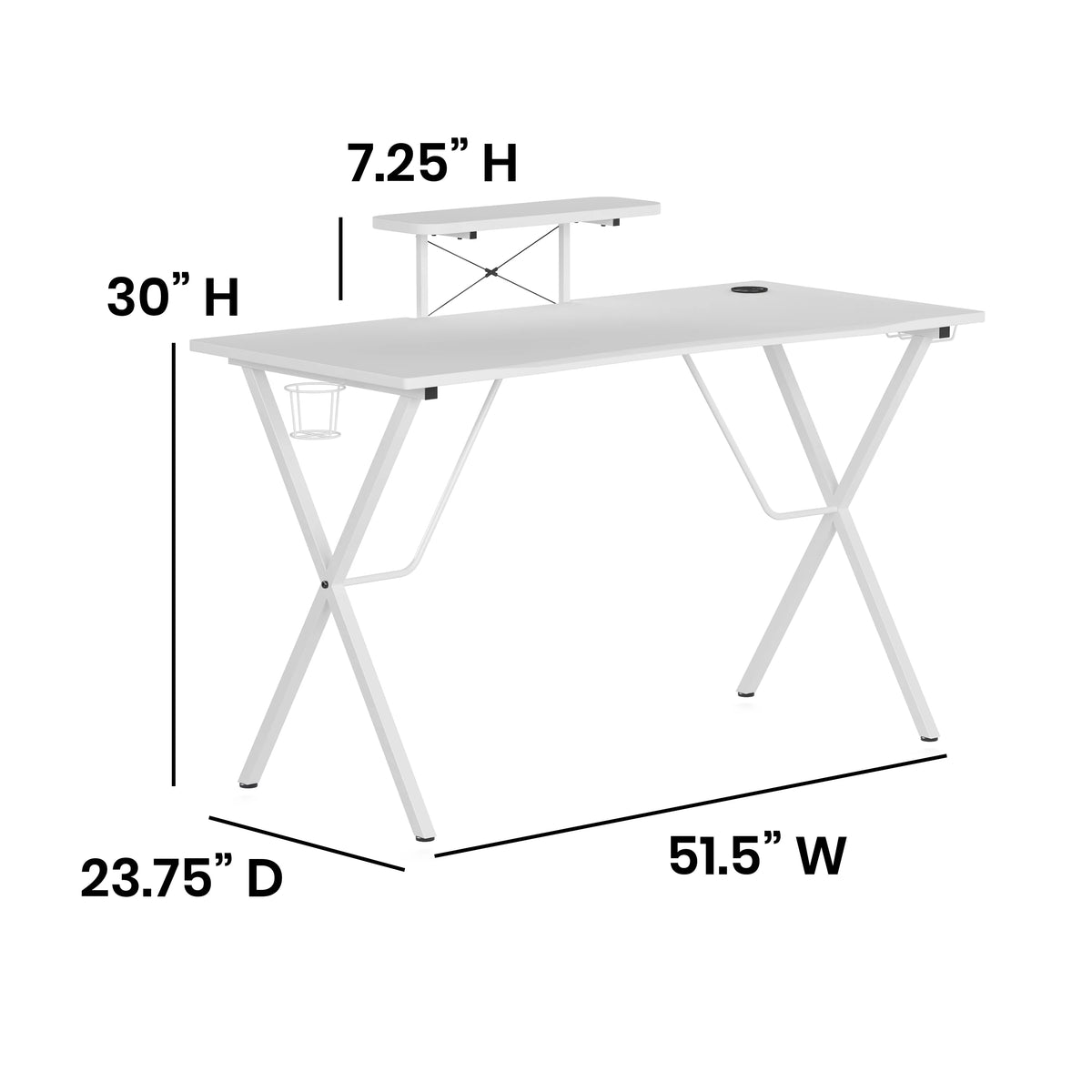 White Gaming Desk with Cup Holder C510086