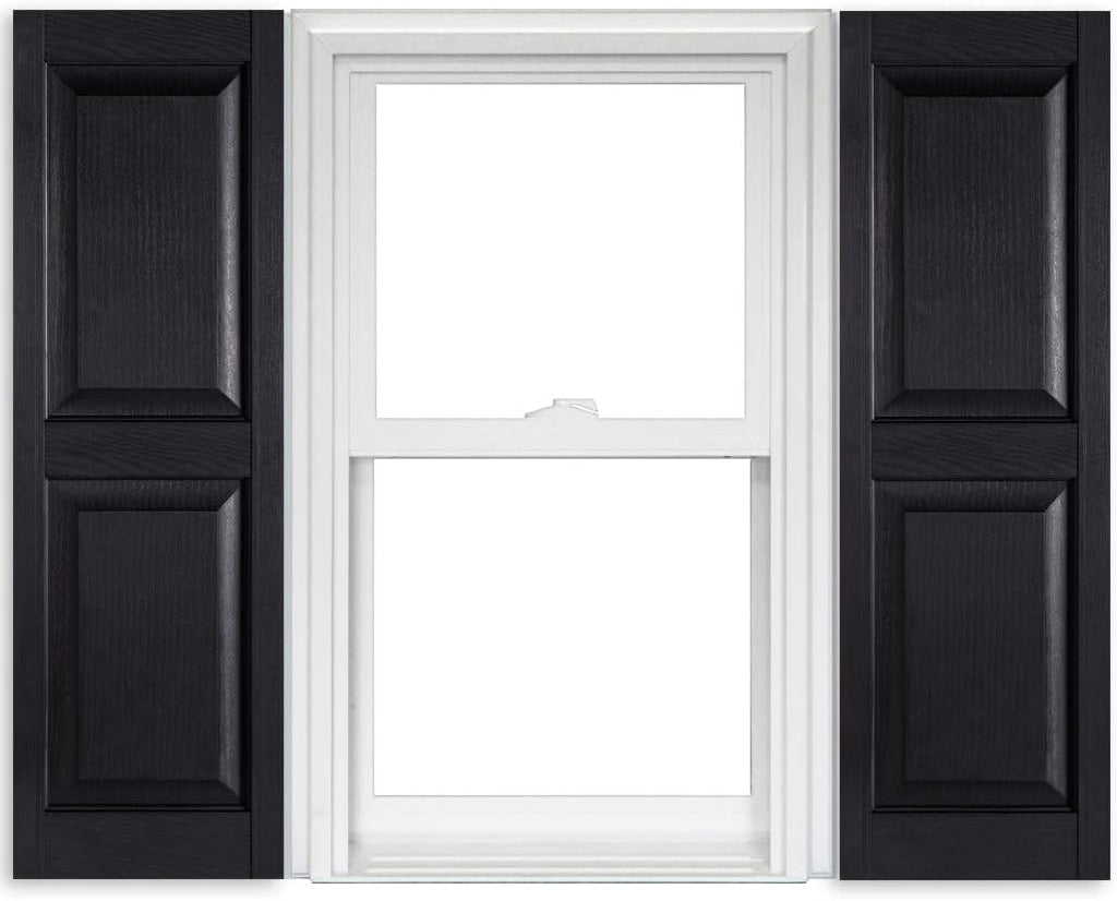 White Vinyl Raised Panel Shutters 15 Inch x 51 Inch Pack of 2 F29527