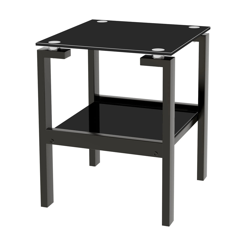 Black Tempered Glass 2 Layer End Table G250