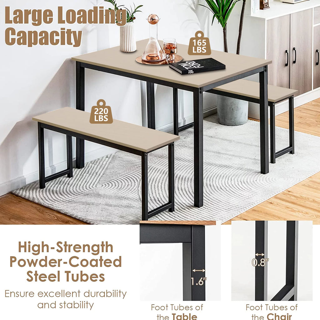 3 Pieces Dining Table Set with 2 Benches M6481
