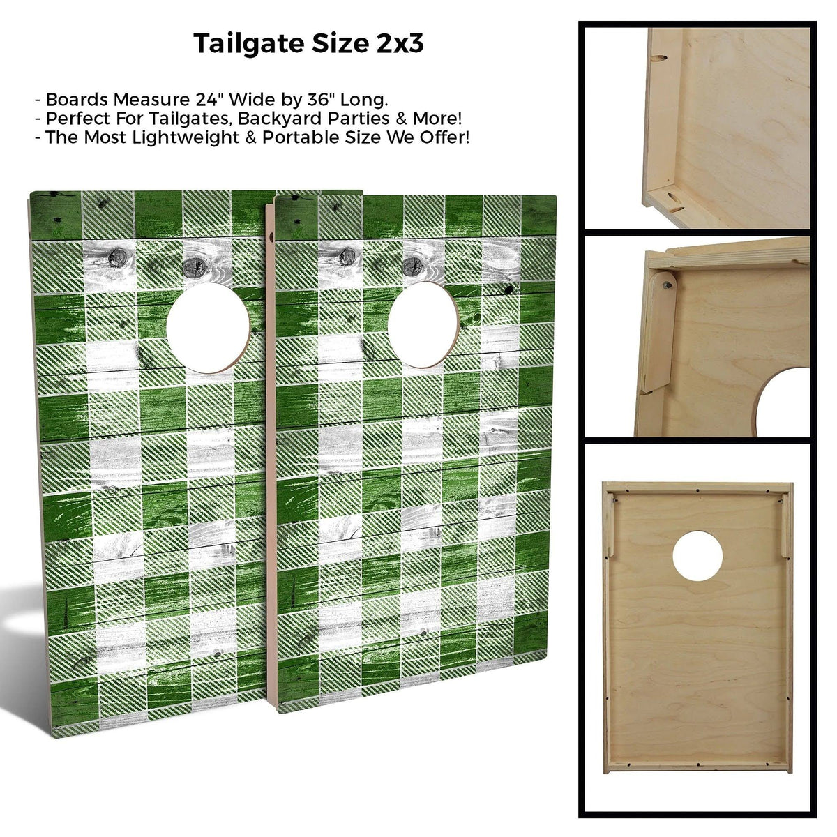Green Checkered Cornhole Set with Carrying Case J1356