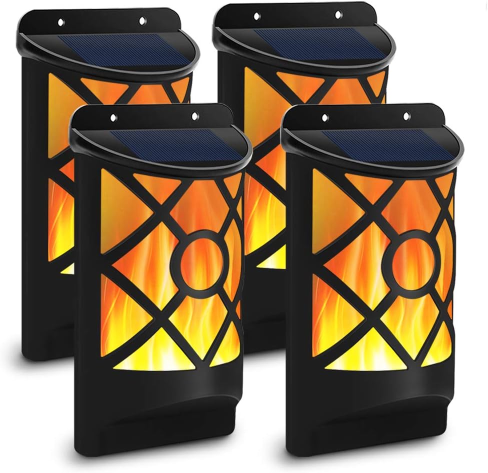 Solar Wall Flame Lights, Waterproof Outdoor Garden Lights U690