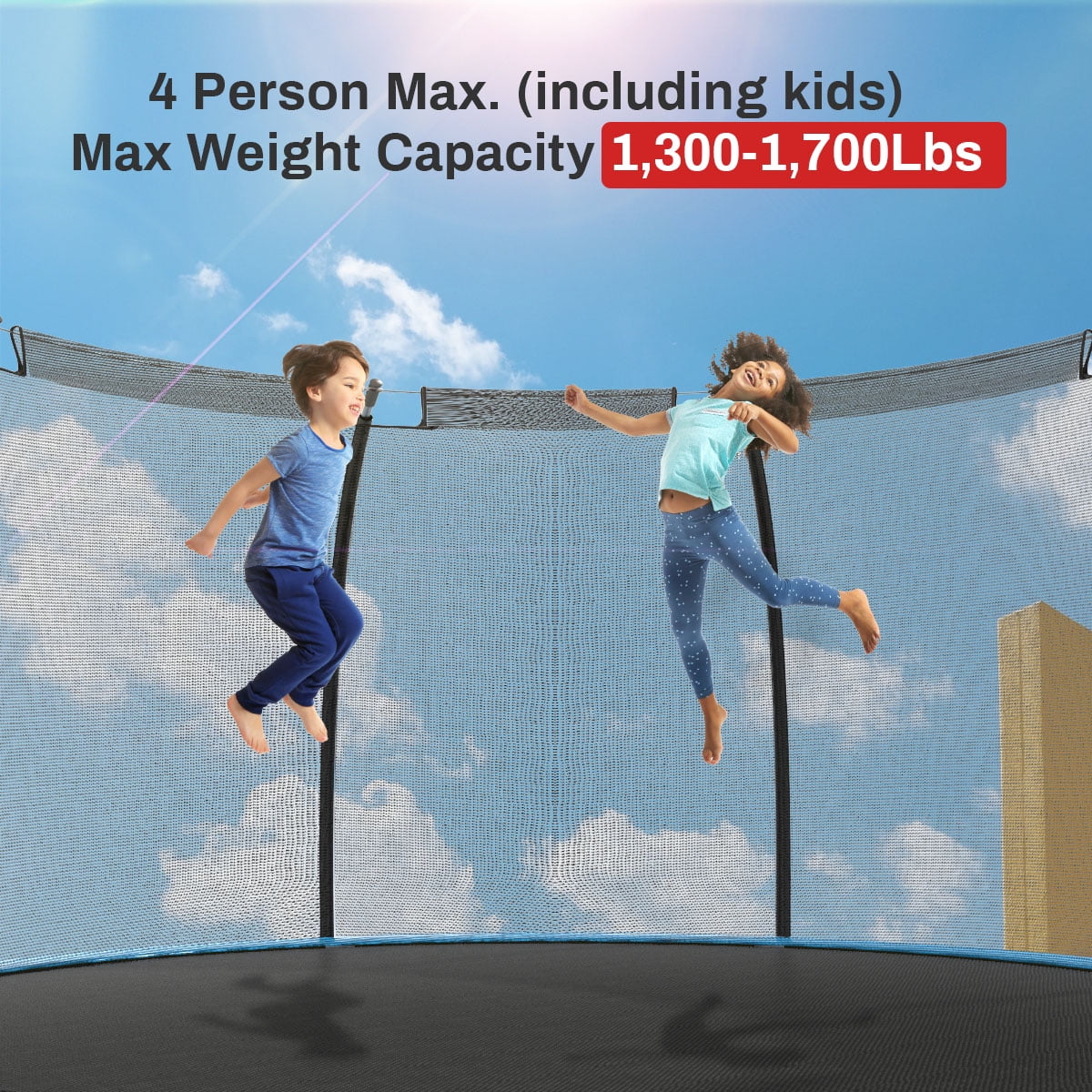 12' Round Backyard Trampoline with Safety Enclosure and Basketball Hoop L130