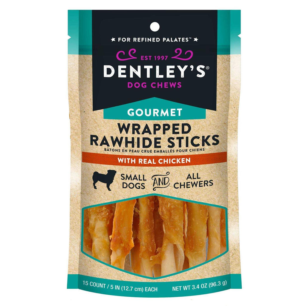 5 Wrapped Rawhide Sticks Dog Treats Chicken W683794