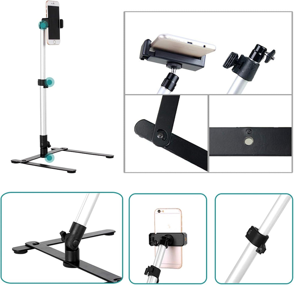Pack of 2 Adjustable Overhead Phone Tripod Stand with Cellphone Holder I364740
