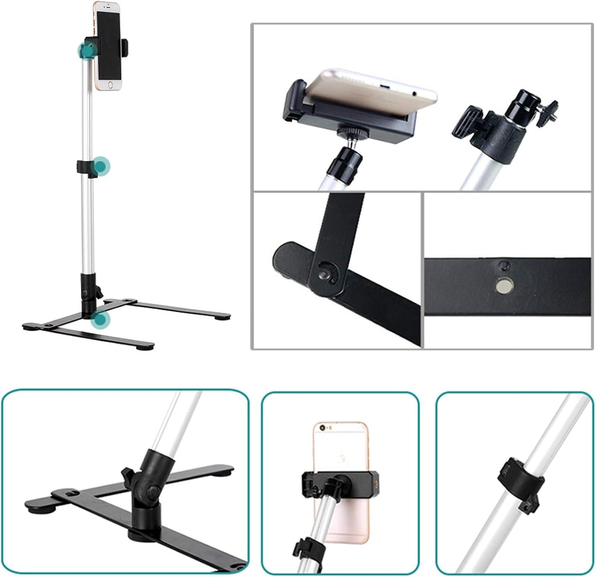 Pack of 2 Adjustable Overhead Phone Tripod Stand with Cellphone Holder I364740