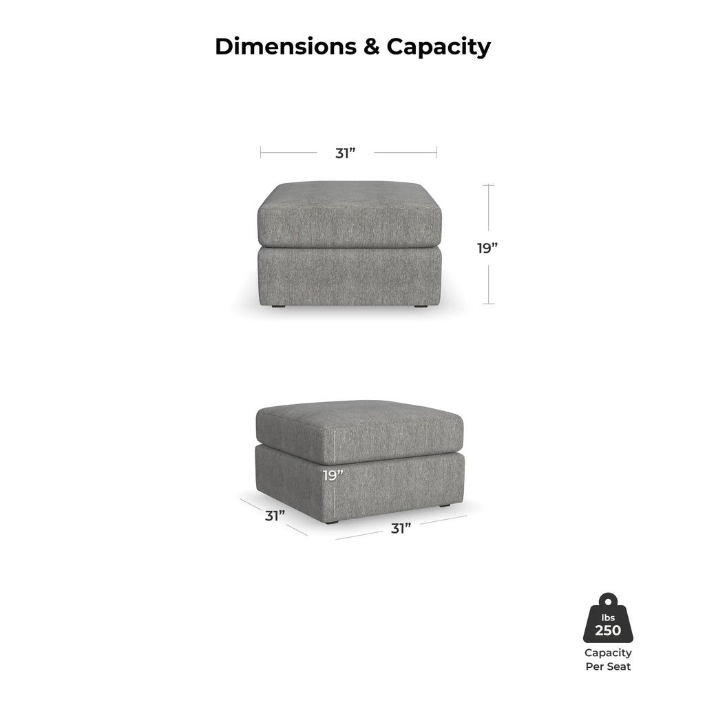 Gray Square Bumper Ottoman with Performance Fabric U10099