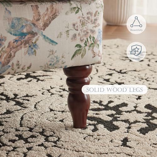 Blue Floral High Back Upholstered Accent Chair D107